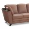 Brown Leather Contemporary Elegant Living Room W/Wooden Arms