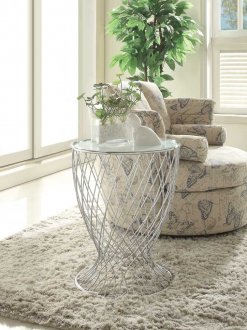 Zara 4663 Round End Table by Homelegance w/Glass Insert