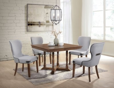 Wilfried 5Pc Dining Set 71825 in Walnut by Acme w/Options