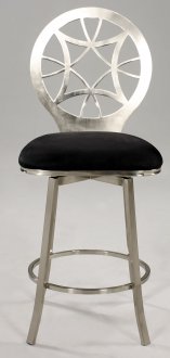 Black Microfiber Seat & Satin Nickel Finish Set of 2 Barstools