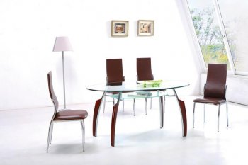 Choice of Colors Dinette Set w/Glass Top Table [AEDS-210DT&205CH Mahogany]