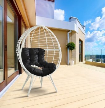 Galzed Outdoor Patio Lounge Chair 45109 in White & Black by Acme [AMOUT-45109 Galzed]