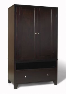 Dark Cappuccino Finish Contemporary Armoire With Storage Drawer