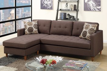 F7086 Reversible Sectional Sofa in Chocolate Fabric by Boss [PXSS-F7086]