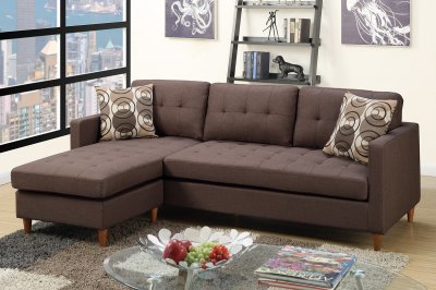 F7086 Reversible Sectional Sofa in Chocolate Fabric by Boss