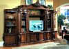 Cherry & Ash Burl Finish Classic Entertainment Wall Unit