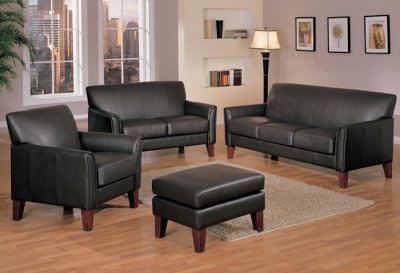 Dark Brown Bycast Leather Living Room Sofa & Loveseat Set