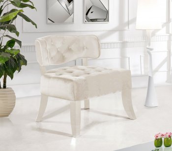 Charlotte Cream Accent Chair 545 in Velvet by Meridian [MRCC-545Cream-Charlotte]