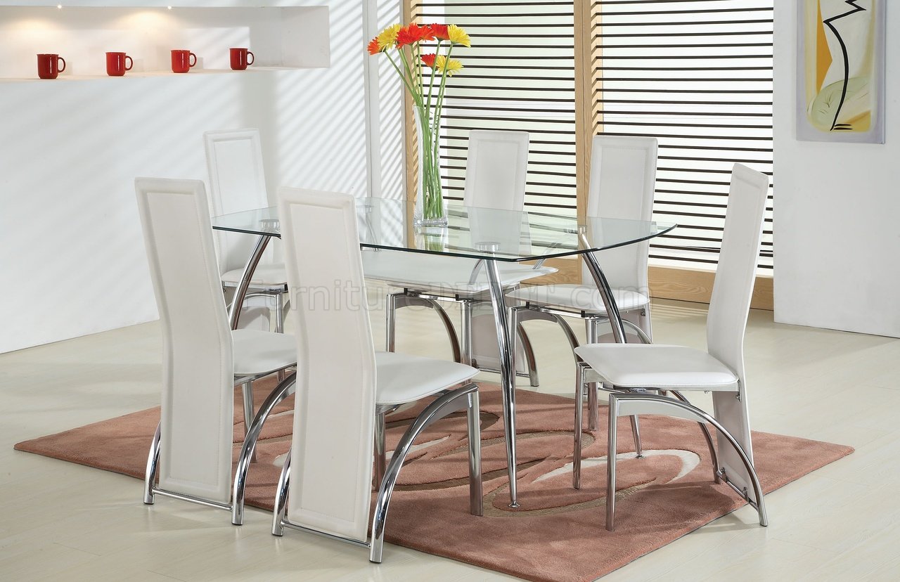 Glass Top Contemporary Dinette Table W Pvc Wrapped Shelf