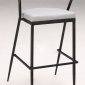 Grey Seat & Black Metal Base Set of 2 Barstools w/Slim Back