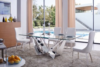 2061 Dining Table by ESF w/Glass Top & Optional 6138 Chairs [EFDS-2061-6138]