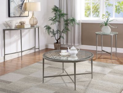 Freja 3Pc Coffee & End Table Set FOA4743 in Silver w/Options