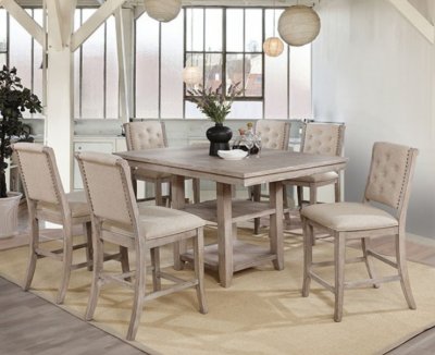 Ledyard 7Pc Counter Ht Dining Set CM3576PT - Rustic Natural Tone