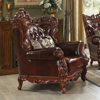 Eustoma Chair 53067 in Cherry Top Grain Leather by Acme w/Option [AMAC-KD53067 Eustoma]