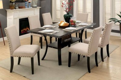 Kaitlin Industrial Dining Room Set CM3323T 7Pc Set in Light Waln