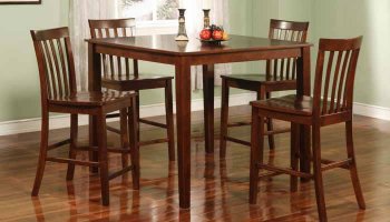 Walnut Finish 5 Pc Contemporary Dinette with Wooden Seats [CRDS-100-150231 WLN]