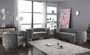 Julian Sofa 620 in Grey Velvet Fabric by Meridian w/Options [MRS-620 Julian Grey]