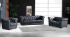 Black Top Grain Italian Leather Modern 3PC Living Room Set