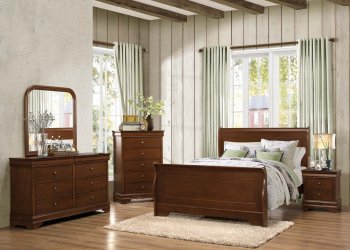 Abbeville Bedroom 5Pc Set 1856 in Cherry by Homelegance [HEBS-1856 Abbeville Set]