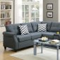 F6594 Sectional Sofa in Blue Grey Fabric by Poundex