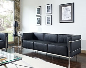 Charles Grande Sofa in Black Leather by Modway w/Options [MWS-EEI-567-BLK]