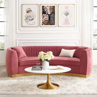 Enthusiastic Sofa in Dusty Rose Velvet Fabric by Modway