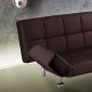 Brown Leatherette Modern Convertible Sofa Bed w/Metal Legs