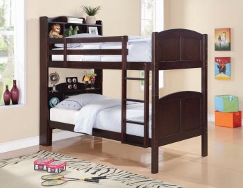 Parker 460442 Bookcase Bunk Bed in Cappuccino by Coaster [CRKB-460442 Parker]