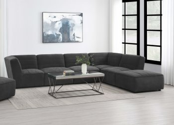 Sunny Sectional Sofa 6Pc 552081 Charcoal Fabic Coaster w/Options [CRSS-552081 Sunny]