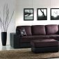 Brown Microfiber Modern Sectional Sofa W/Bycast Leather Base