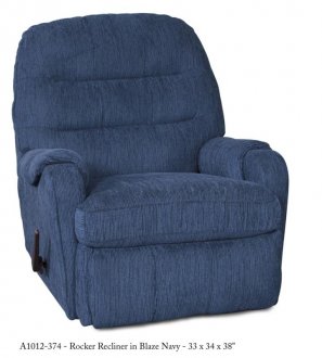 Navy Fabric Elegant Modern Handle Rocker Recliner