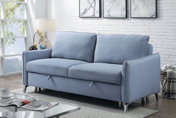 Sammie Sofa w/Sleeper CM6446BL in Light Blue Fabric [FASB-CM6446BL-Sammie]