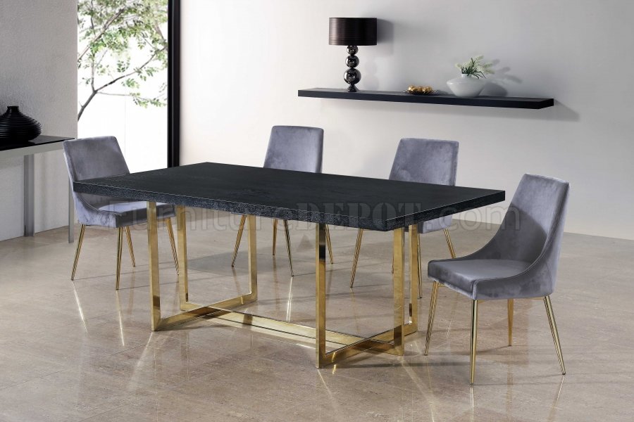 Karina Dining Chair 783 Set of 4 Grey Velvet Fabric by Meridian