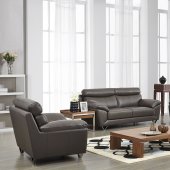 8049 Sofa in Brown Leather by ESF w/Optional Loveseat & Chair