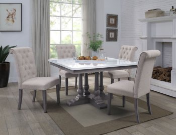 Yabeina Dining Table Marble Top 73270 in Gray Oak w/Options [AMDS-73270 Yabeina]