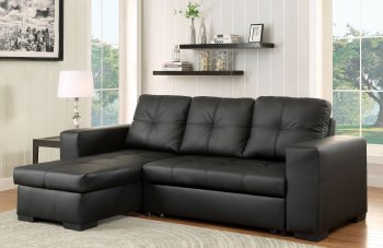 Denton Sectional Sofa CM6149BK-LTR in Black Leatherette [FASS-CM6149BK-LTR-Denton]