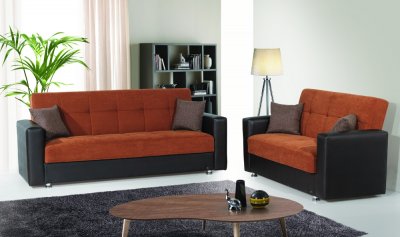 Lego Sofa Bed in Brown Microfiber by Rain w/Optional Items