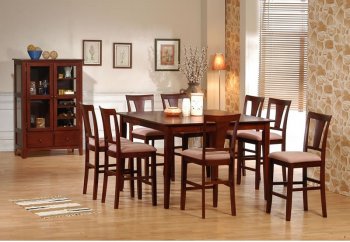 Cherry Finish Contemporary Dinette with Wine Rack Curio [CRDS-96-100321]