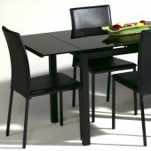 Black Glass Top Modern Dining Table w/Optional Chairs