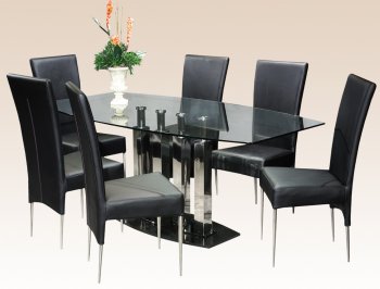 Clear Glass Top Steel Base Modern Dining Table w/Optional Chairs [CYDS-CILLA-DT]