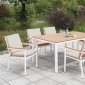 Aisha Outdoor 7Pc Table Set CM-OT1867T-69 in White & Oak