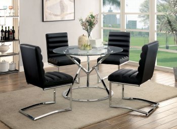 Livada I CM3170RT-BK 5Pc Dinette Set of Round Table & 4 Chairs [FADS-CM3170RT-BK-5PK]