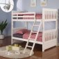 White Finish Modern Twin Over Twin Bunk Bed w/Guard Rails