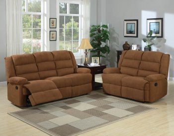 Chocolate Fabric Modern Reclining Sofa & Loveseat Set w/Options [WDS-10048-CH]