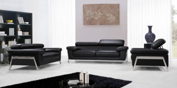 Encore Sofa Set 3Pc 0724 in Black Leather by VIG [VGS-0724 Encore Black]