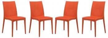 Weave Set of 4 Indoor/Outdoor Chairs MC19OR- Orange - LeisureMod [LMDC-MC19OR-Weave Orange]