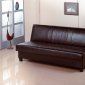 Deep Brown Faux Leather Contemporary Convertible Sofa