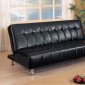 Black Vinyl Contemporary Elegant Futon Sofa Bed w/Metal Legs