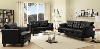 9994BLK Della Sofa by Homelegance in Black Bonded Leather [HES-9994BLK Della]