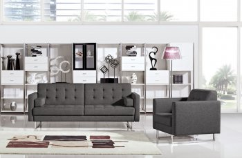 Chicago Sofa Bed in Grey Fabric by ESF w/Optional Chair [EFSB-Chicago Grey]